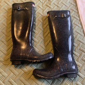 Hunter boots size 8 with sparkles